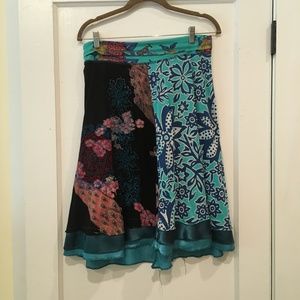 Desigual Dual Print Black and Blue Knit Skirt